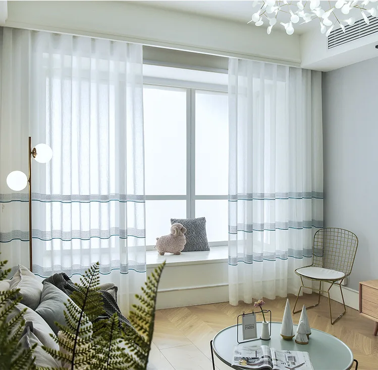 

Simple Jacquard All-match Translucent Curtain for Living Room Bedroom