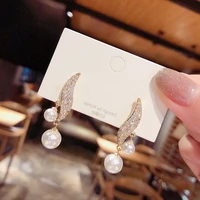 new 925 silver pin rhinestone pearl earrings fashion design senior sense tide women temperament jewelry