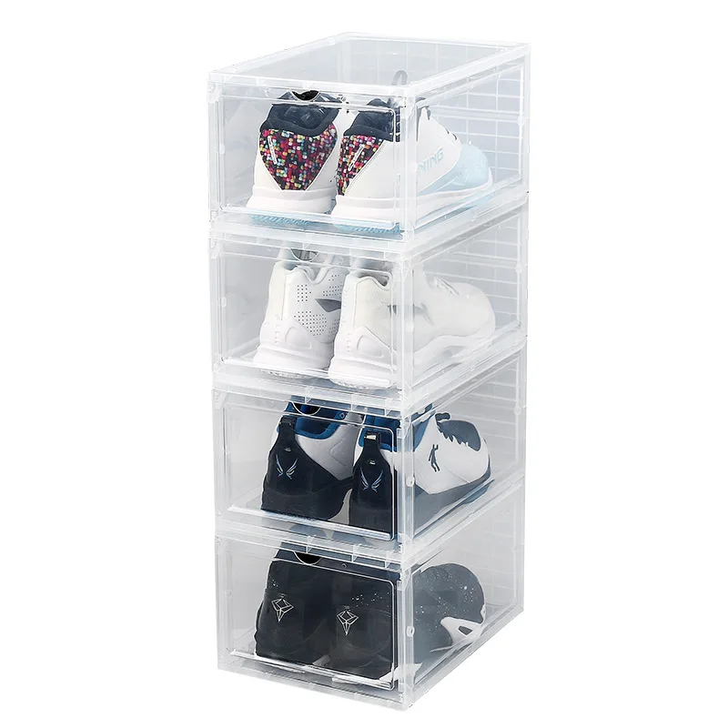 

1pc Drawer Shoe Box Thickened Transparent Storage Cases Foldable Combinable Dust-Proof Multifunction Shoebox Home Organization