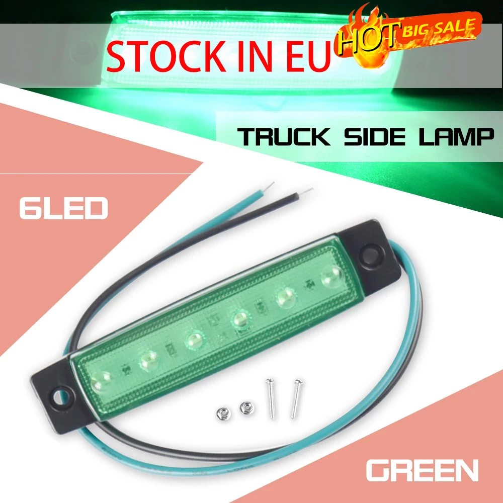 

2Pcs 12V 24V LED truck side marker light car exterior light taillight warning light trailer truck truck light white Amber