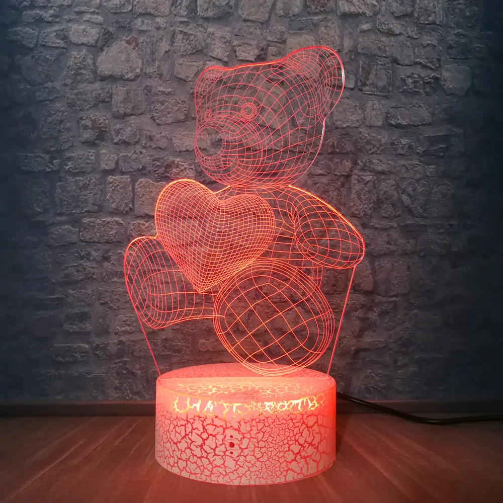 Милые подарки для девочек 3D лампа медведь 7 Красочный меняющийся ночник с Рождеством мультяшный светильник декор для атмосфера спальни свет