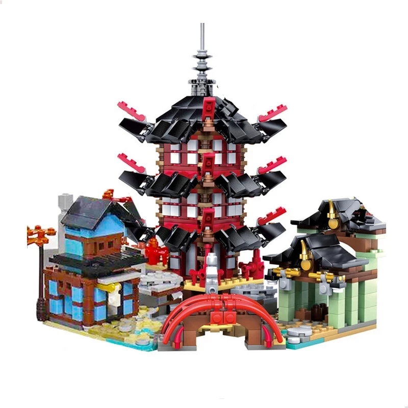 

737pcs DIY Temple of Airjitzu Smaller Version Building Blocks Set with FIgures Compatible with Bricks DIY Toy for Kids