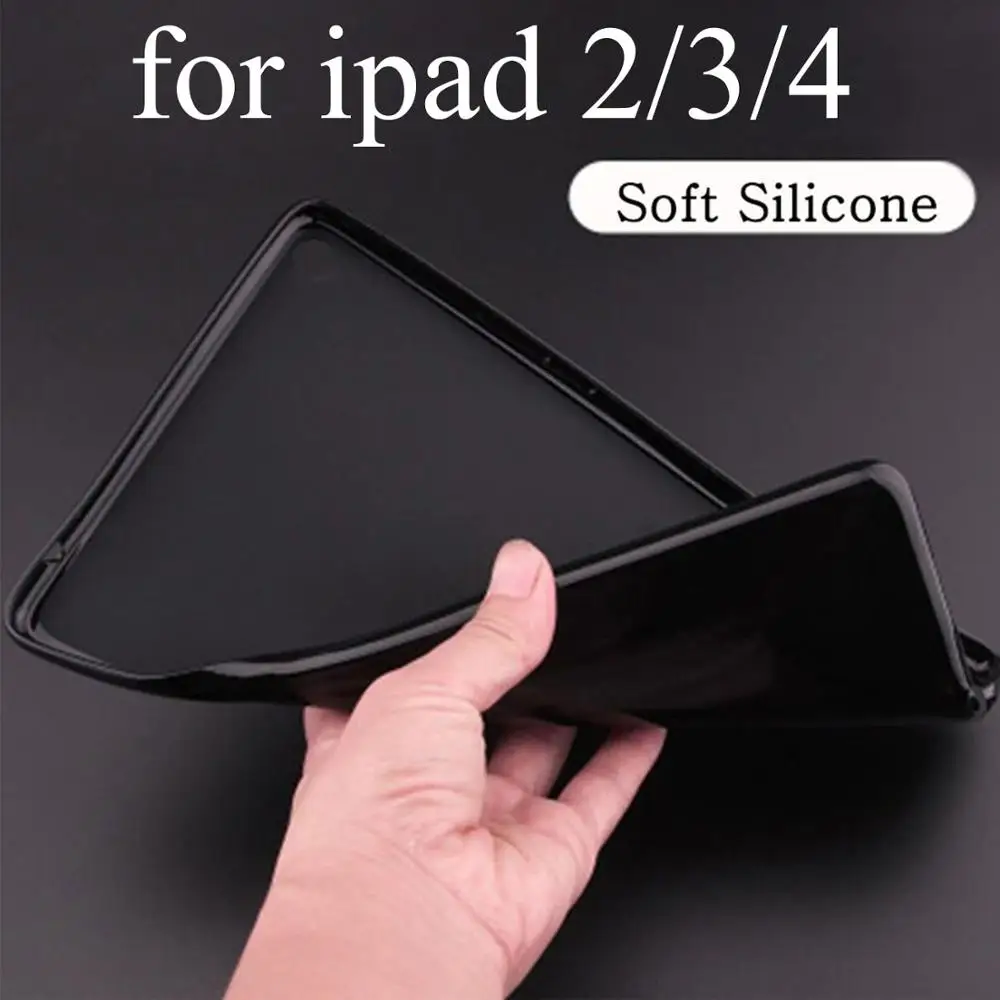 Silicone soft shell Чехол для планшета с мультипликационным принтом для Apple ipad 2 3 4 9,7 Pro Smart wake Sleep fundas fold Stand cardined cover capa bag для Air 1 2 - Цвет: Silicone soft shell