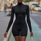 Женский трикотажный комбидресс в рубчик, весенний облегающий комбидресс на молнии с вышивкой надписями, длинными рукавами и вырезами для большого пальца, 2020