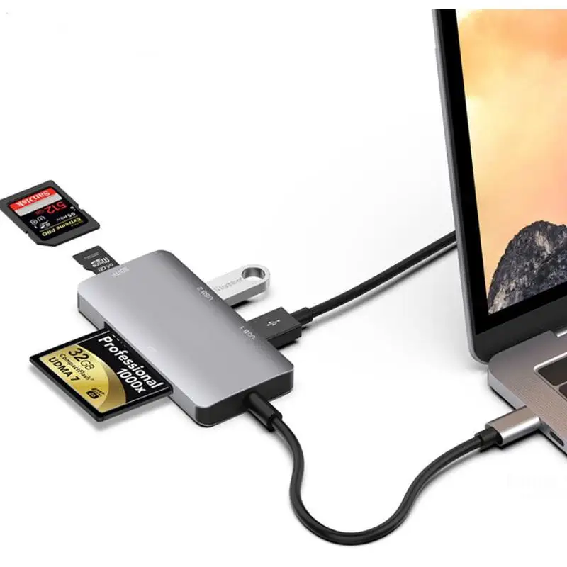 5 в 1 Type C OTG считыватель смарт карт для ПК USB 3 0 CF устройство чтения SD TF карта памяти