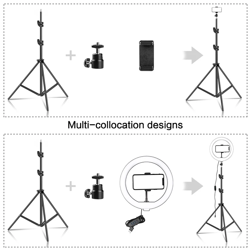 Приглушаемый светодиодный кольцевой светильник 10 дюймов для селфи