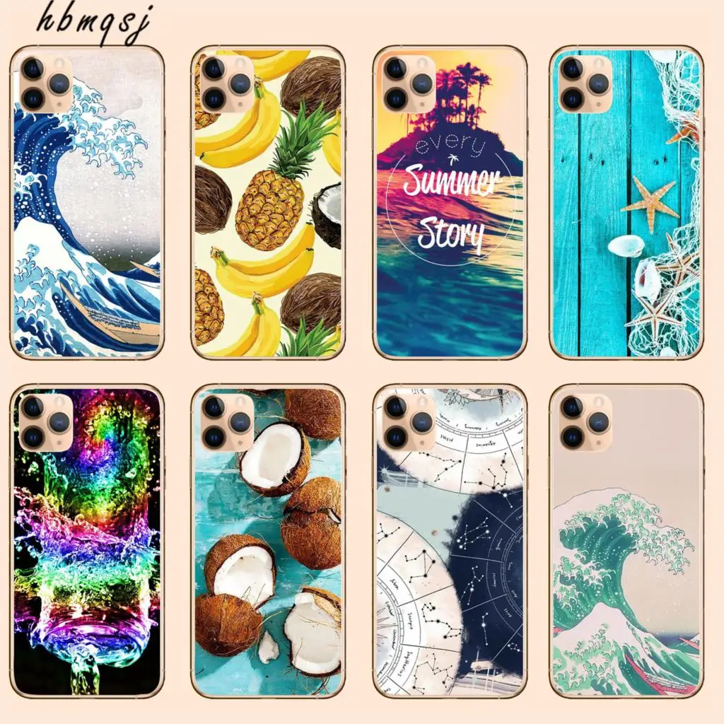 For iphone 11 logo funda silicone pineapple coconut juice cool original coque for case clear tpu phone back cover |