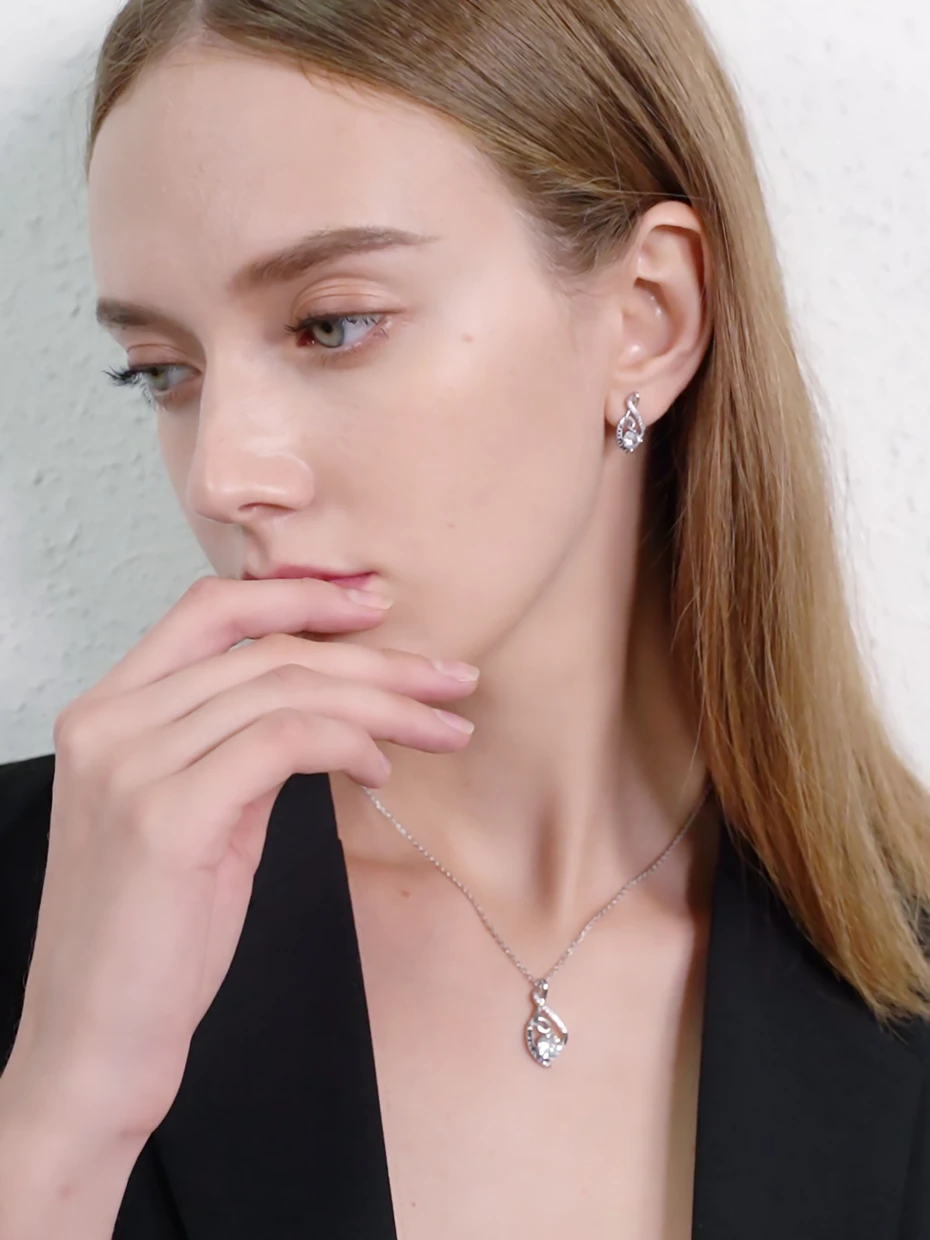 [BLACK AWN] Femme подлинные 925 пробы Серебряные Ожерелья Подвески Ювелирные изделия ЧЕРНЫЕ& ожерелье из белых камней женские ювелирные изделия P081