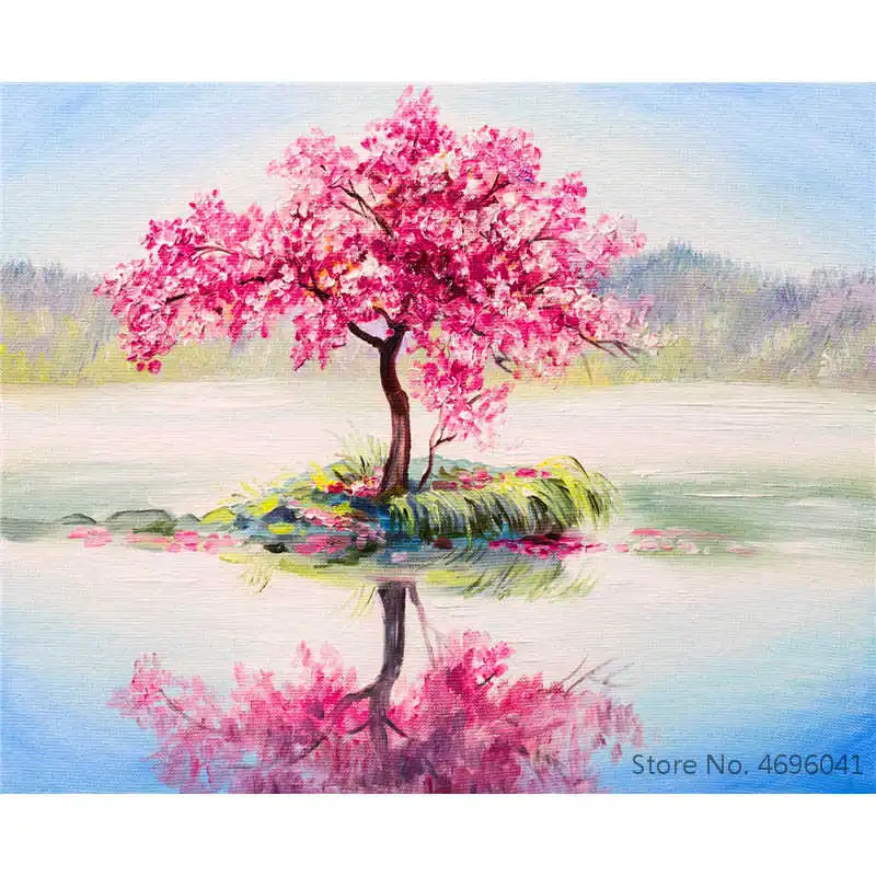 Painting By Numbers Frameworks Coloring By Numbers Home Decor Pictures Landscape Tree Flower Decorations RSB8398