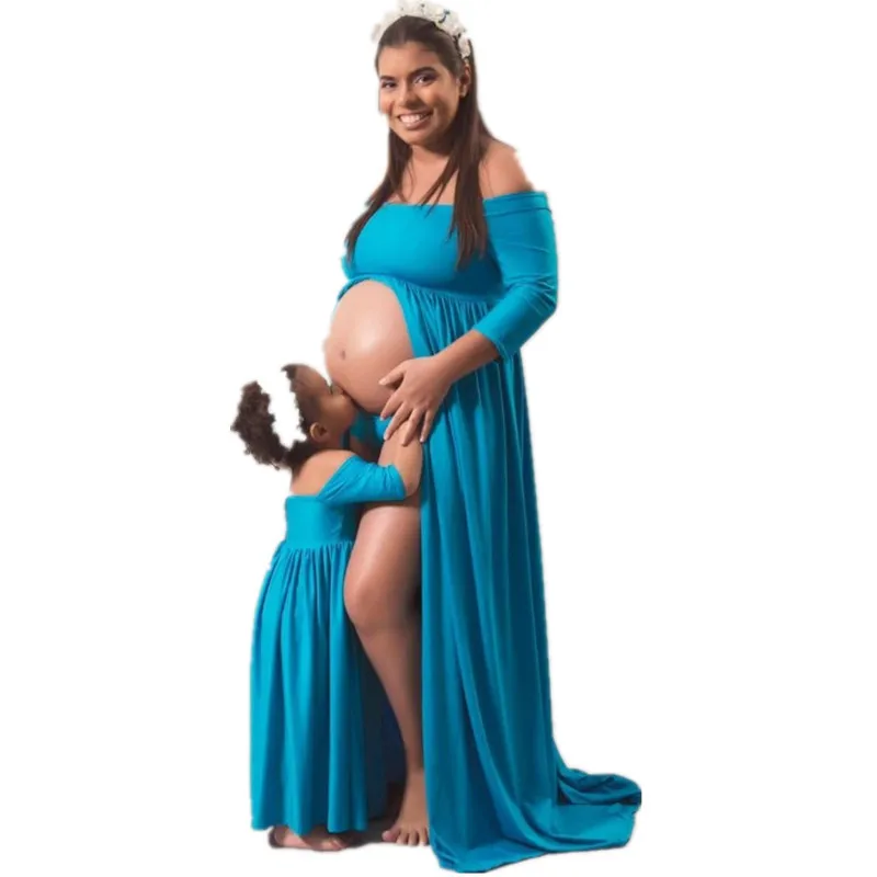 

Maternity Photography Dress Props Maxi Maternity Dress Fancy Photographs Pregnant Women Children's Dresses Parent-child Clothing