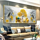 Современные золотые Абстрактные Художественные плакаты и печатные картины богатых деревьев и камней живопись на холсте настенное искусство для гостиной домашний декор