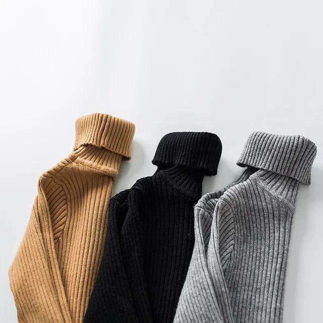 

Rlyaeiz 2019 Winter Casual Baby Girl Sweater Knitted Pullover Autumn Pure Color Long Sleeve Turtleneck Knitting Girls Sweaters