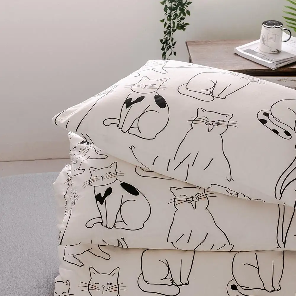 Белое и черное одеяло из 100% хлопка с принтом кота животных пододеяльник
