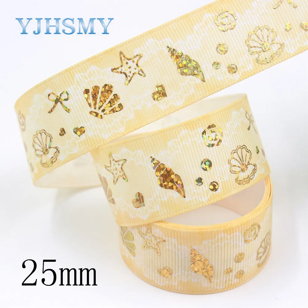 YJHSMY I 19826 2000 (1 ")25 мм 10 ярдов морской узор горячего тиснения переводная лента DIY
