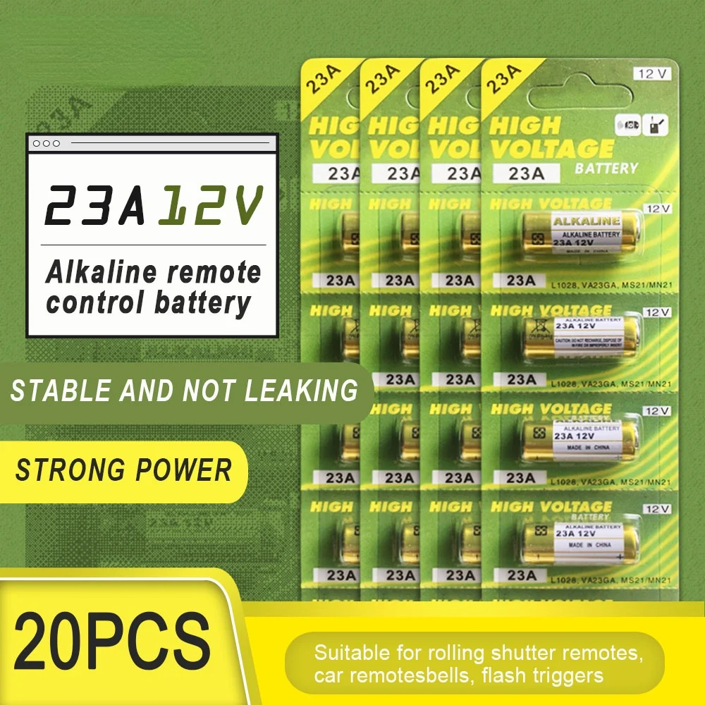 

20PCS New Dry Alkaline Battery 23A 12V A23 For Doorbell Car alarm Remote control 21/23 23GA A23 A-23 GP23A RV08 LRV08 E23A V23GA
