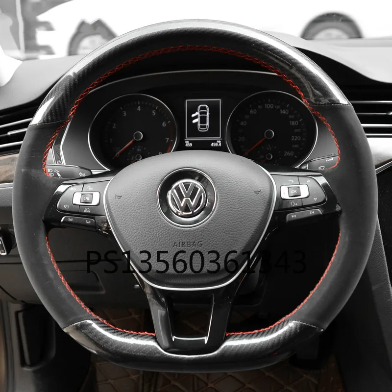 

DIY ручной вышивки ручной работы Руль крышка подходит для Volkswagen VW Magotan T-Cross Golf Sagitar Bora T-ROC Jetta Passat кожа-трость с защитным козырьком