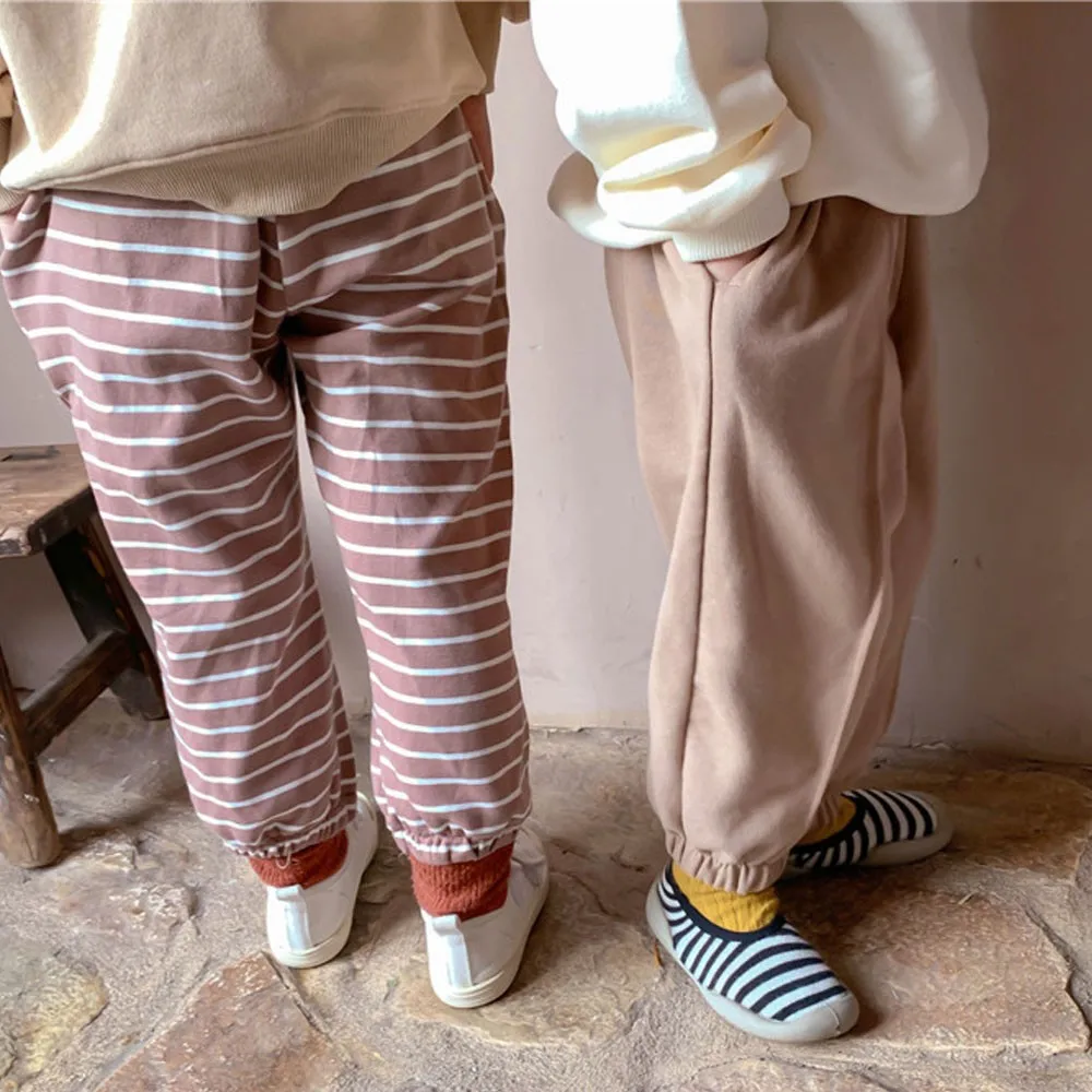 

2021 Autumn New Arrivel Kids Sweatpants Toddler Boy Striped Elastic Pants Children Cotton Trousers Girls Casual Sport Pants