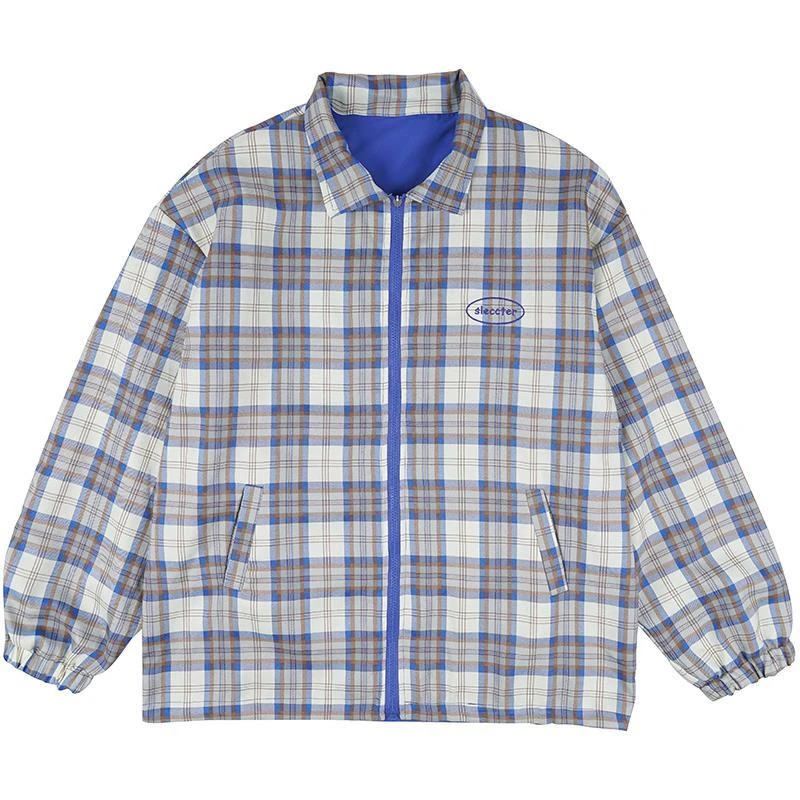 Женская клетчатая куртка в стиле Харадзюку Повседневная Уличная шахматную