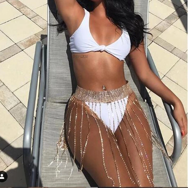 2020 Новые блестящие стразы бриллианты женская пляжная юбка накидка сексуальное