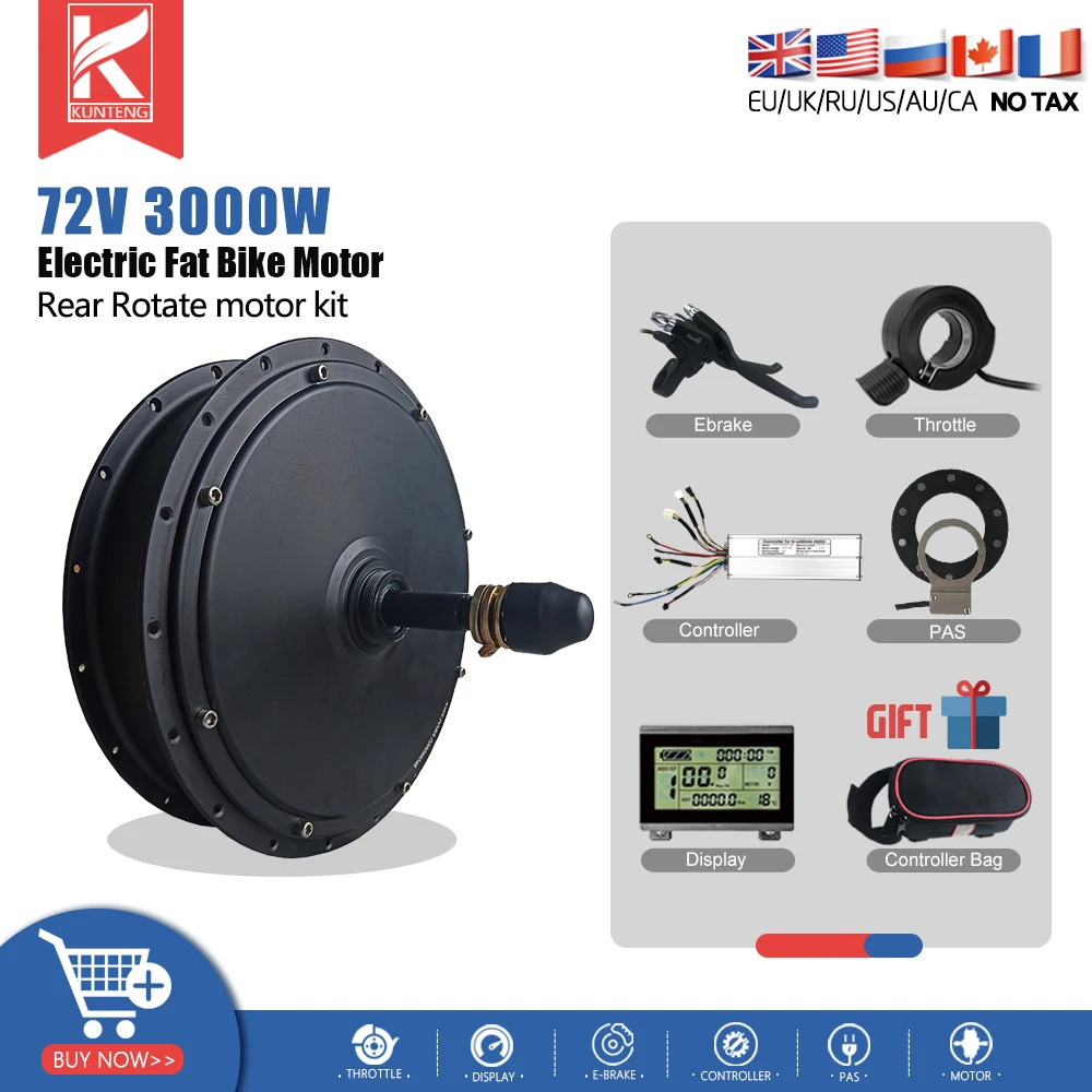 Электрический велосипед комплект двигателя для снежного велосипеда 72 в 3000 Вт