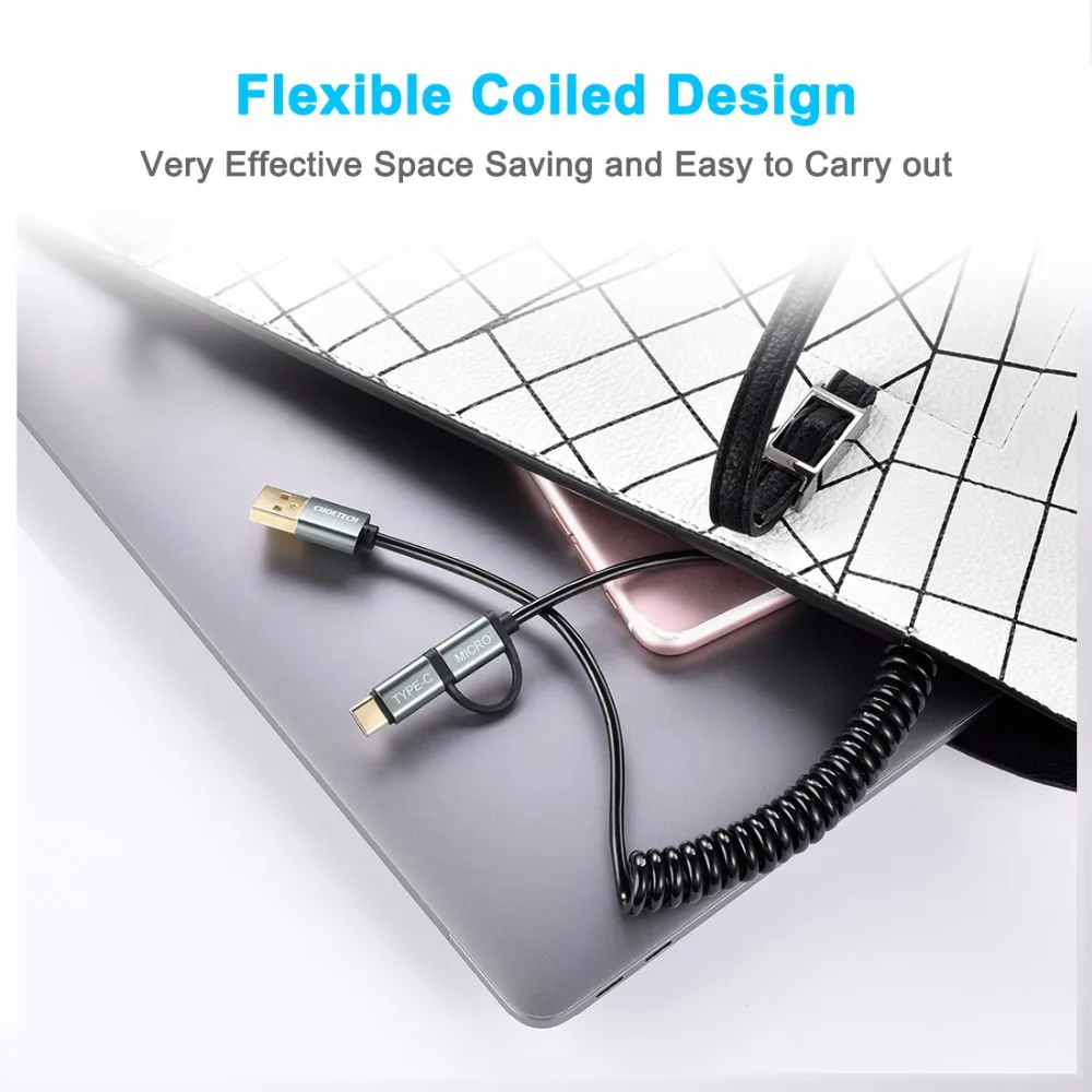 CHOETECH 2-в-1 Тип usb Закрытая акционерная Компания C& Micro USB кабель для samsung S8 1,2 м для зарядки и синхронизации c-типа изоляция кабеля для huawei и Другое USB Закрытая акционерная Компания C& устройствами Micro-USB