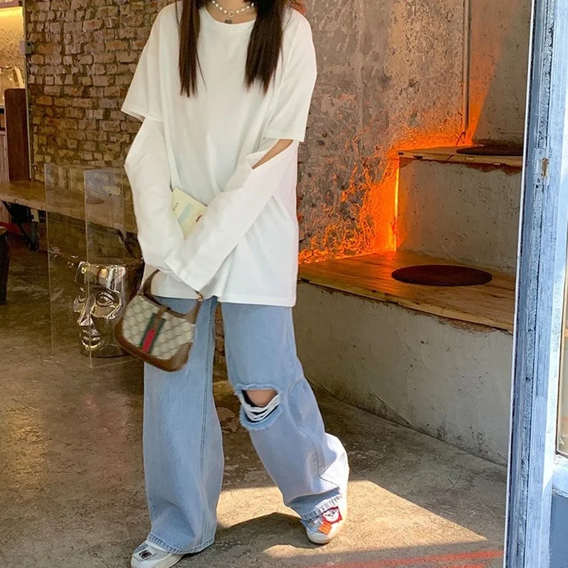 Дизайнерские футболки для женщин однотонные хипстерские Футболки с длинным