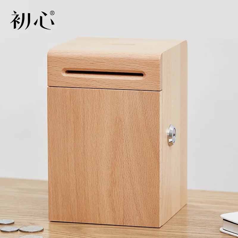 

Square Wooden Piggy Bank Mini Modern Gift Nordic Money Box Piggy Bank Decorative Coin Box Tirelires Decorative Boxes BK50CX