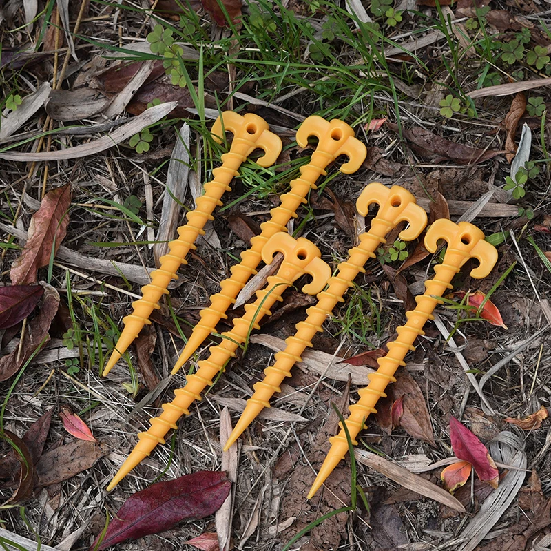 

Outdoor Tent Peg Screw Spiral Stakes Nail Camping Awning Pins Yellow Hiking Kit