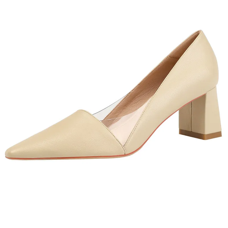 

Fashion Women Pumps Shoes Summer Spring Good-quality Transparent Casual 6CM High Heels Office Ladies Wedding Career Female Shoes