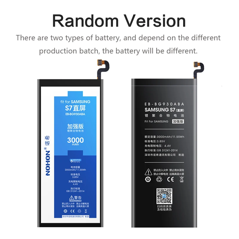 Аккумулятор NOHON BG930ABE для Samsung Galaxy S9 S8 S10 Plus S20 S7 S6 Edge S5 EB-BG960ABE EB-BG950ABE Note 8 сменный