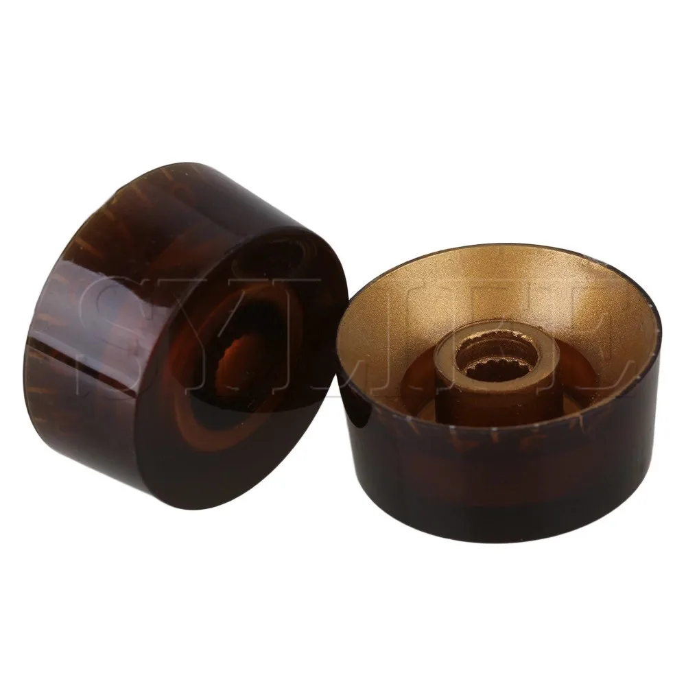 4x Янтарный Электрогитары цилиндр звук тон Скорость Управление ручка 6 мм Диаметр