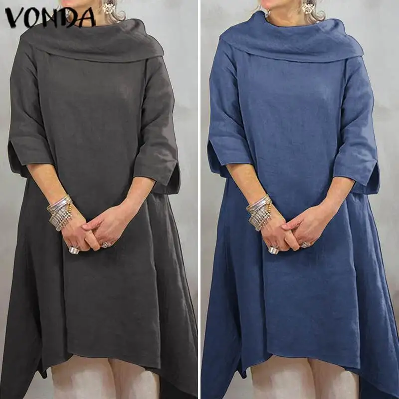 VONDA/элегантное платье-туника с коротким рукавом, вечерние платья для беременных, однотонные теплые Базовые платья с круглым вырезом, повседневные офисные платья для беременных