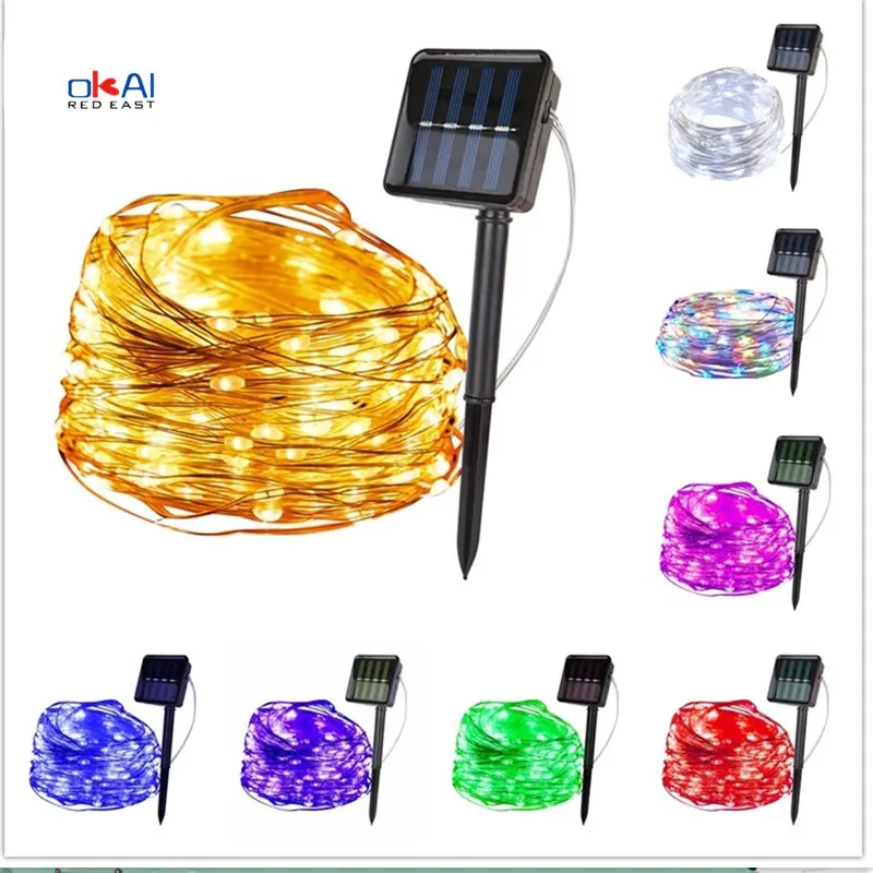 

Solar String Fairy Lights 5m 10m 20m 30m Waterproof Outdoor Garland Solar Power Lamp Christmas Wedding for Garden Decoration.