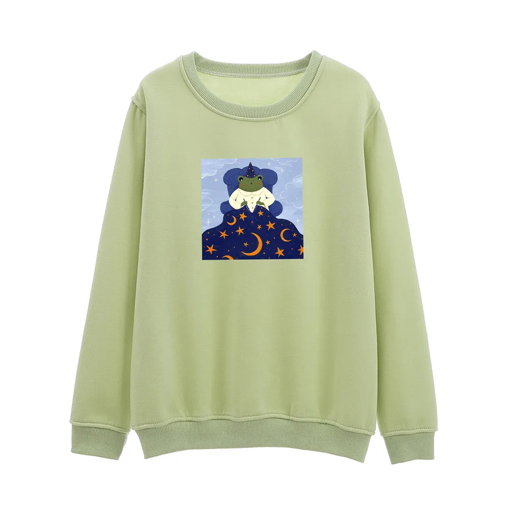 Sweetshirts for Women Round Neck Korean Style Clothes Plus Size O Neck Hoodies Animal Cotton Long Sleeve Oversize Sweatshirts