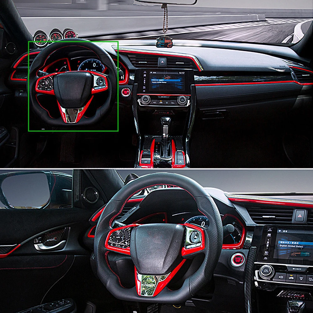 Украшение из углеродного волокна рулевого колеса автомобиля накладка рамка для Honda Civic 10th- Автомобильный руль рамка Крышка отделка