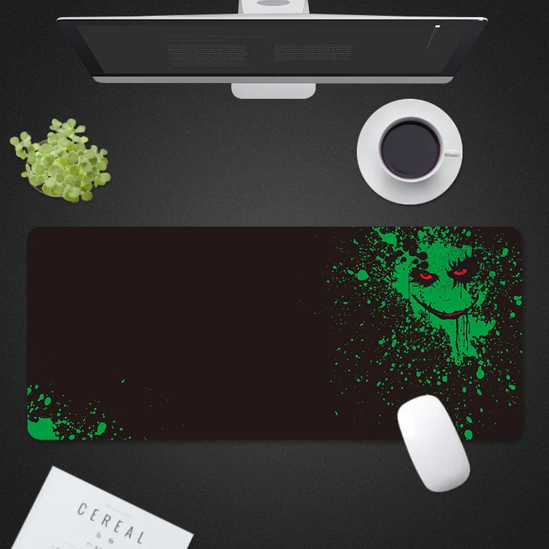 

Игровой коврик для мышки, большой коврик для мыши с зеленым принтом, противоскользящий коврик для мыши из натуральной резины, настольная по...