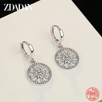 zdadan 925 sterling silver round snowflake drop earring for women fashion jewelry gift