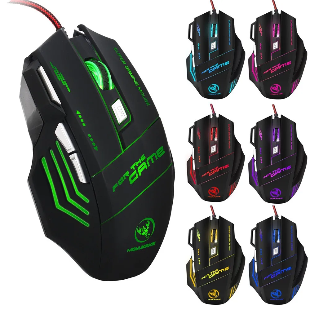 

New S300 Optical Professional Gaming Mouse With 7 Bright Colors Led Backlit 5500dpi 7 Buttons Wired Mouse Mice