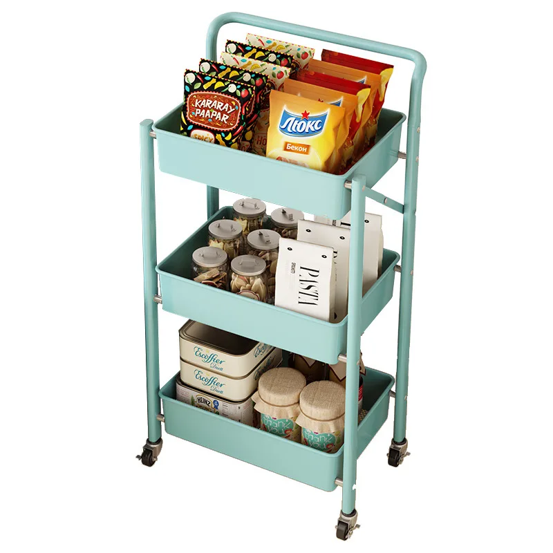 installation free cart rack portable foldable storage three layer storage rack for kitchen and bathroom storage organizer 2021 free global shipping