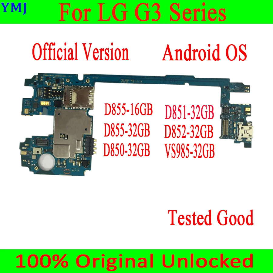 

Бесплатная доставка, 16 ГБ/32 ГБ, протестированный основной блок для LG G3 D855 D850 D851 D852 VS985, оригинальная разблокированная материнская плата, логи...