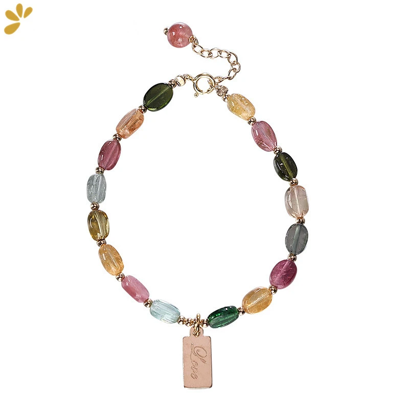 

Natural Tourmaline 925 Sterling Silver Bracelet Fine Jewelry For Women Original Design Gemstone Bracelet Bangle Trendy Cute Gift