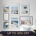 Настенная картина на холсте голубой тропический пляж ананас фургон кокосовое дерево скандинавские плакаты и принты настенные картины для гостиной