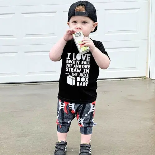 Summer Kids Baby Boy Letter Print T-shirt Tops Shorts Pants Outfits Sets Clothes |