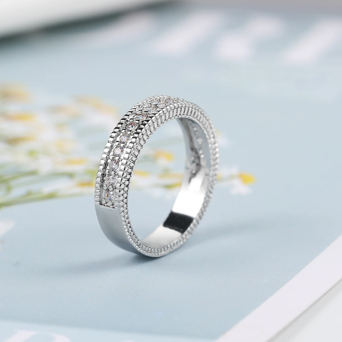 Женское кольцо на палец модное классическое серебряное с фианитом AAA + DWR606|jewelry