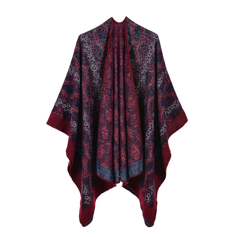 

Women Winter Cashmere Poncho Cape Elegant Warm Winter Scarves Fashion Vintage luxury Pashmina Long Shawl Women Poncho Cape