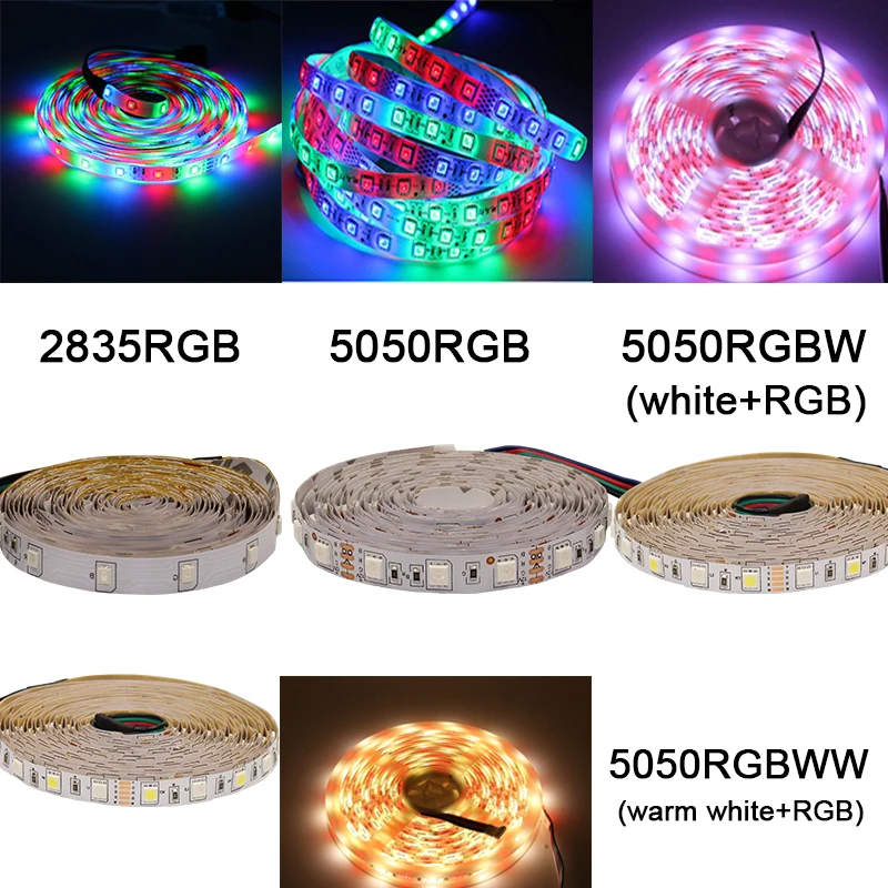 5050 2835 rgb rgbw светодиодный светильник Водонепроницаемая 12 В 0,5 м 1 м 5 м Гибкий Светильник для ПК неоновая светодиодная Диодная лента