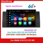 Автомобильное радио, мультимедийный видеоплеер, GPS-навигатор, 2 din, dvd, Wi-Fi, SWC BT, автомагнитола 2 din Android для 5 серии BMW E39 X5 E53