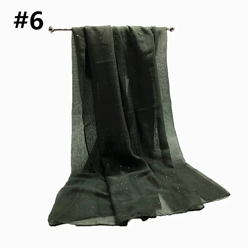 Горячая Распродажа, простые блестящие хиджаб Maxi блестящие шали, женские сверкающие шарфы, мусульманский головной платок, одноцветные палантины, 10 шт./лот, быстрая - Цвет: 6