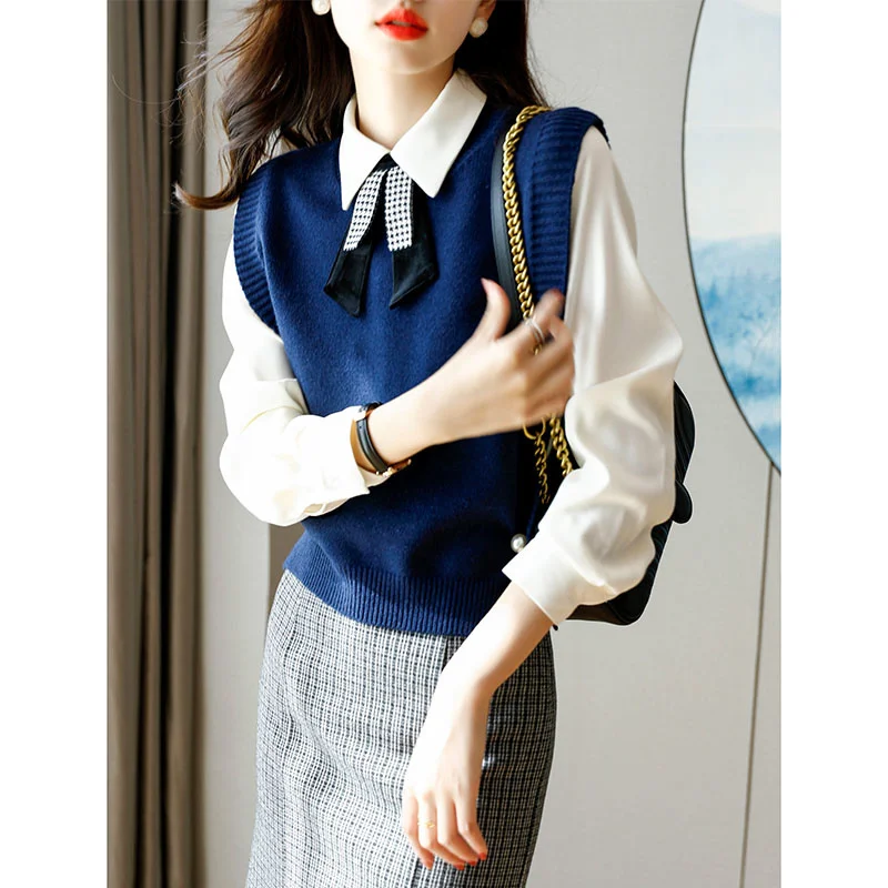 

Женское вязаное платье-свитер с бандажом, универсальный свободный короткий жилет в французском стиле, весна 2021