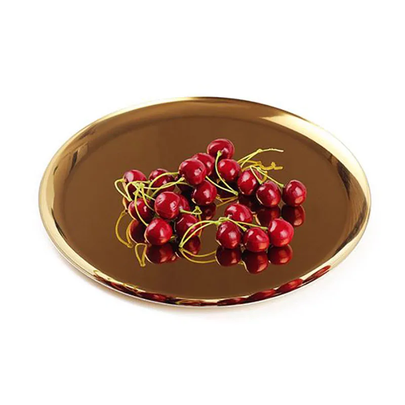 

Nordic Style Metal Tray Gold Storage Tray Round Dish Fruit Tea Tray Simple Decoration Home